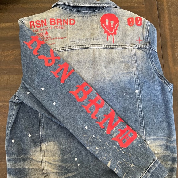 REASON Denim Jacket Graphic Design & Painted - Picture 2 of 3
